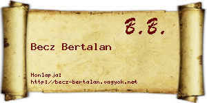 Becz Bertalan névjegykártya